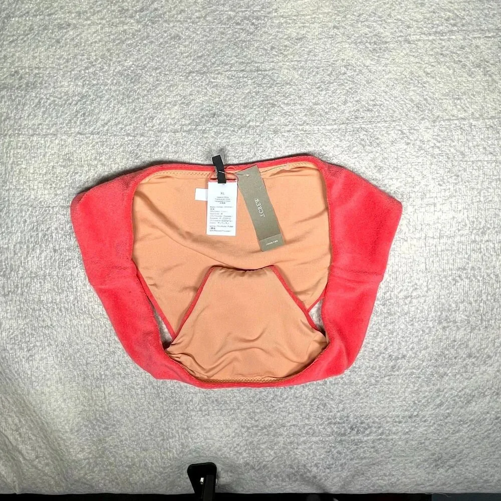 J.Crew Curved-waist‎ cheeky bikini bottom in terry Size XL NEW BK550 COR